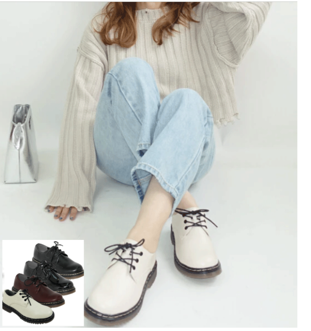 ブリティッシュ　3ホール　レースアップシューズ　マニッシュ　ブーツ　ローファー　厚底　通勤　通学　ブラック　ブラックエナメル　　チェリー　アイボリー　S　Ｍ　Ｌ　ＬＬの通販は 6,708円