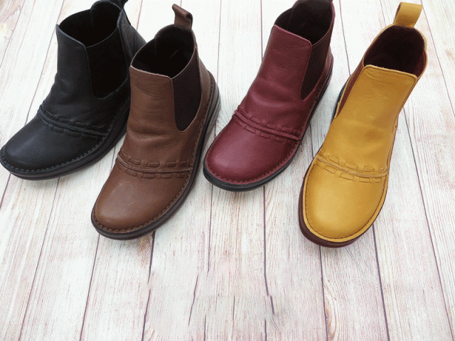 日本製 本革 牛側 レザー ハンドメイド サイドゴアブーツ カジュアル