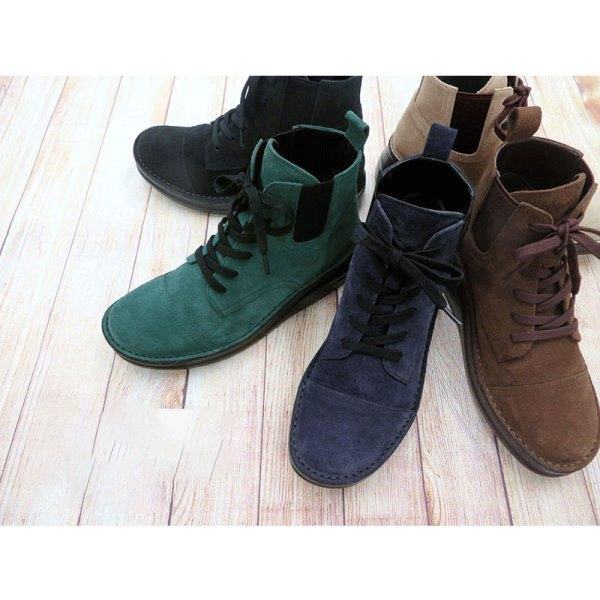 本革　日本製　サイドゴア　レースアップ　ショートブーツ　3e  カジュアル　シンプル　おしゃれ　大人女子　履きやすい　歩きやすい　軽い　柔らかい　スエード　カラフル　ナチュラル　上品　疲れにくい 本革 日本製 サイドゴア レースアップ ショートブーツ 3e カジュアル