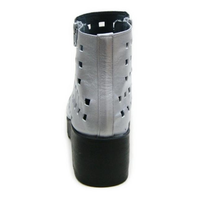 日本製 本革 サマーブーツ パンチング 穴開き 厚底 ダブルジッパー