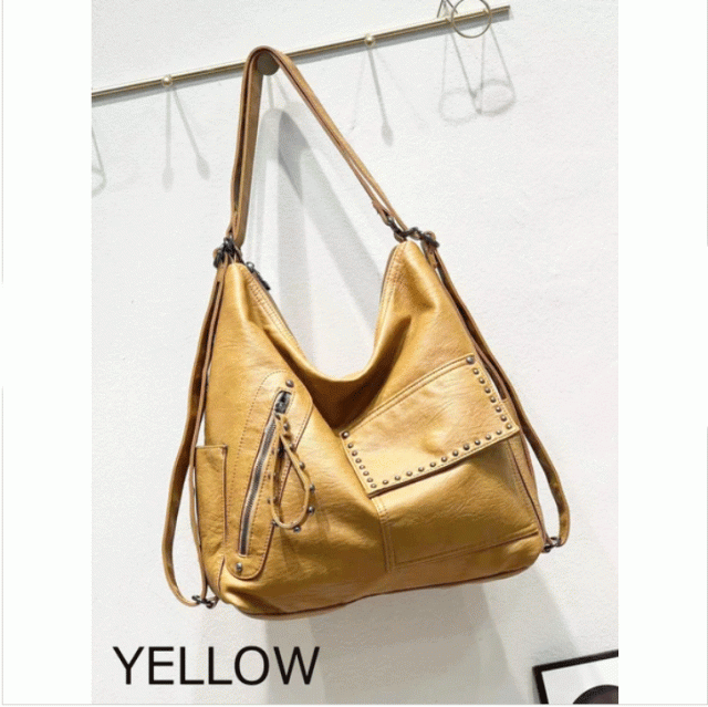 洗い合皮3wayショルダーバッグ リュックサック バックパック ワン