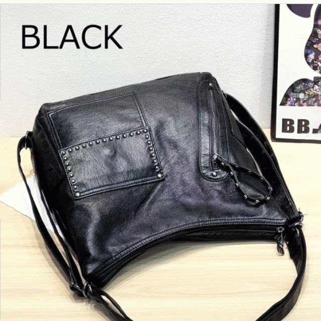 洗い合皮3wayショルダーバッグ リュックサック バックパック ワン