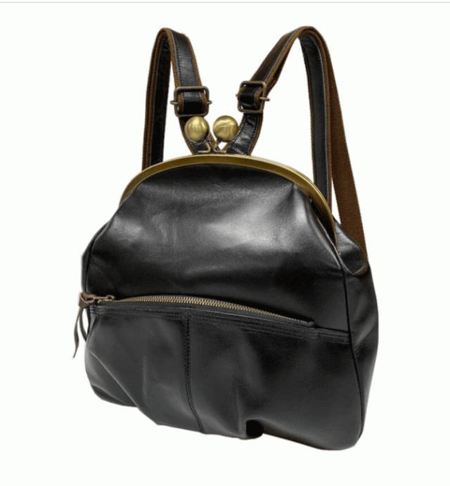 日本製　本革　レザーリュック　がま口リュック　丸い　ころん　無段階調整ベルト　カラフル　ファスナーポケット付き　カジュアル　通勤　通学　旅行　20代30代40代　リュックサック 日本製 本革 レザーリュック がま口リュック 丸い ころん 無段階調整