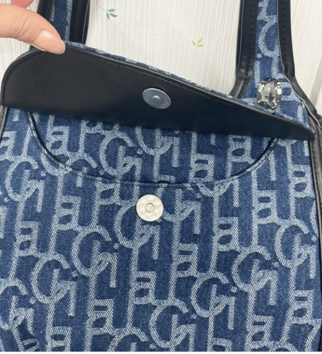 ビジュー ロゴデニム ハンドバッグ トート デニム きらきら カラフル