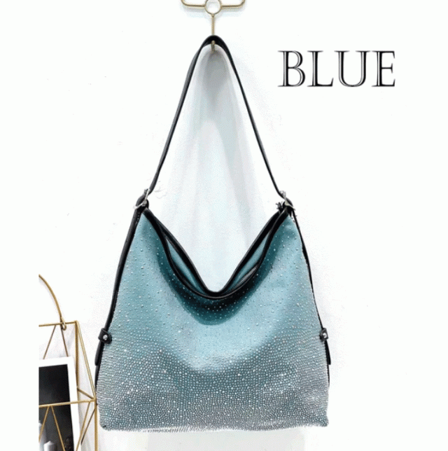 キャンバスラインストーントートバッグ　トートバッグ　ラインストーン　きらきら　ゴージャス　カジュアルバッグ　上品　グラデーション　ワンショルダー　大きめ　大容量　軽い　軽量　通勤　旅行 キャンバスラインストーントートバッグ トートバッグ ラインストーン