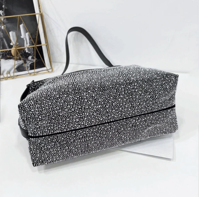 キャンバスラインストーントートバッグ トートバッグ ラインストーン