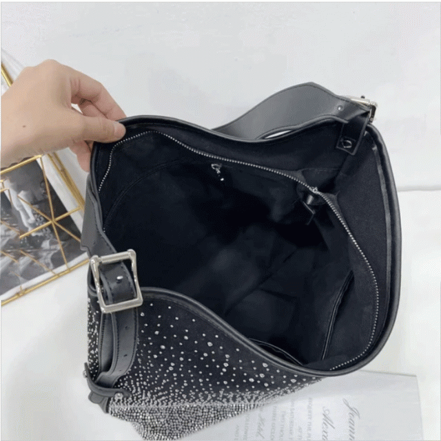 キャンバスラインストーントートバッグ トートバッグ ラインストーン