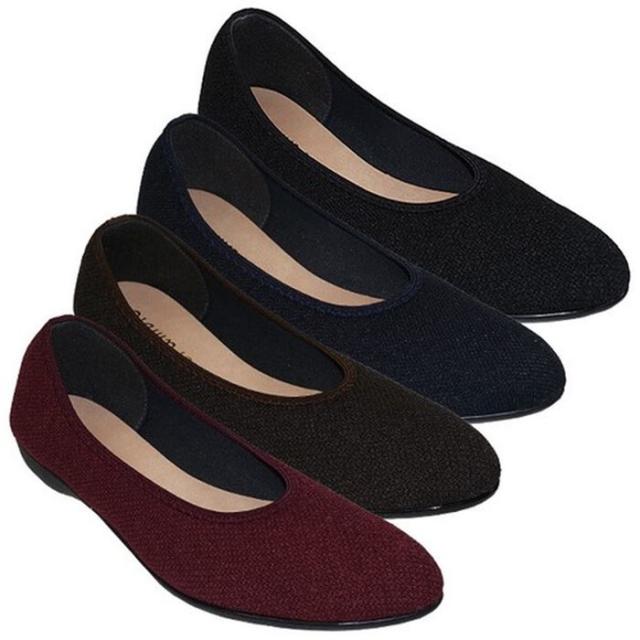 日本製 フラットポインテッドトゥシューズ ストレッチ素材 外反母趾