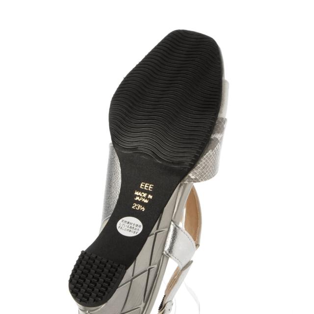 日本製 本革 サンダル バイカラー 3e 幅広 外反母趾 ウエッジヒール