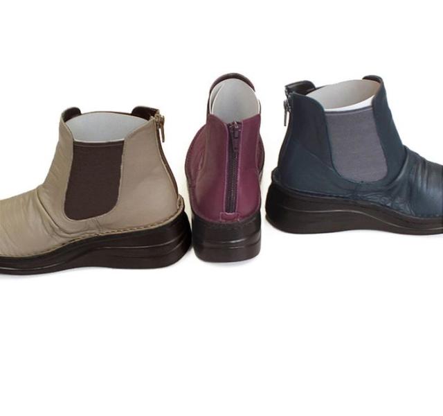 日本製 本革 サイドゴアブーツ レディース ショートブーツ ウェッジヒール 5cm 厚底 幅広 3e  4e  レザー ブーツ サイドゴア くしゅくしゅ 外反母趾 日本製 本革 サイドゴアブーツ レディース ショートブーツ ウェッジ