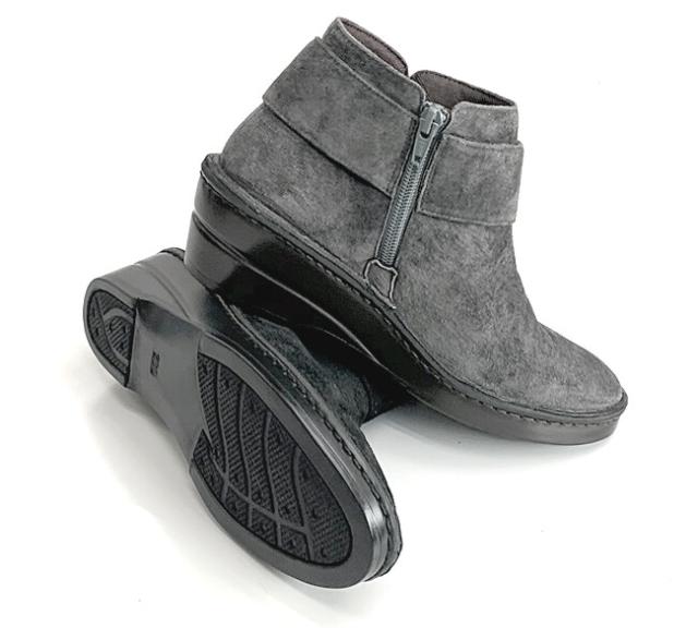 日本製 本革 ショートブーツ レディース ブーツ ウェッジ 厚底 幅広 3e