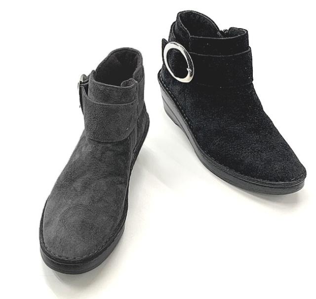 日本製 本革 ショートブーツ レディース ブーツ ウェッジ 厚底 幅広 3e  外反母趾　レザー スエード コンフォートブーツ 黒 ブラック グレー ベルト バックル 日本製 本革 ショートブーツ レディース ブーツ ウェッジ 厚底 幅広 3e