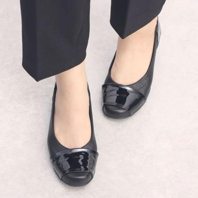 本革 フラットパンプス バレエパンプス 3e 幅広 外反母趾 パンプス