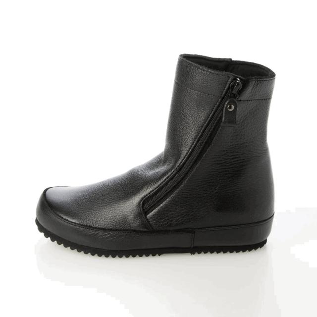 日本製　本革　革ブーツ　ショートブーツ　ふかふかインヒール ナナメジッパーデザインブーツ　幅広　4e 外反母趾　おしゃれ　3cmヒール　履きやすい　歩きやすい　カジュアル