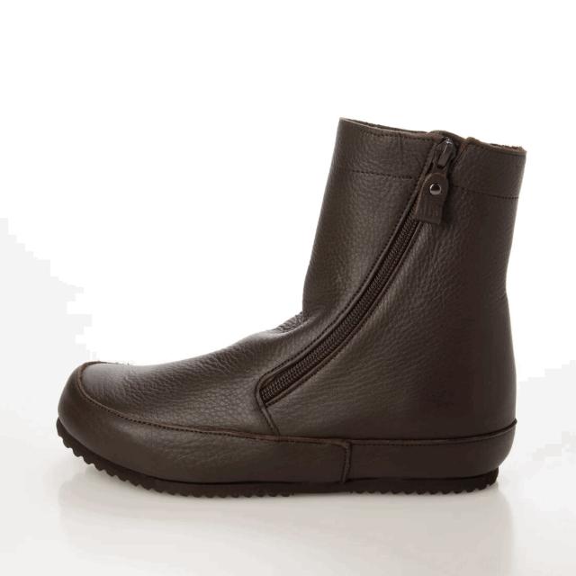 日本製　本革　革ブーツ　ショートブーツ　ふかふかインヒール ナナメジッパーデザインブーツ　幅広　4e 外反母趾　おしゃれ　3cmヒール　履きやすい　歩きやすい　カジュアル