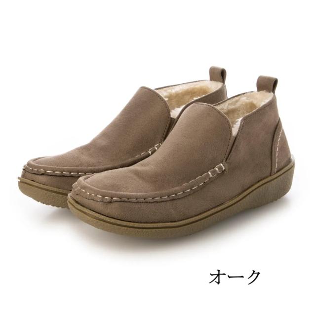 ブーツ　モカシン風ブーツ　ショートブーツ　ボア　あたたかい　ボアシューズ　カジュアル　軽い　軽量　レディースシューズ　履きやすい　脱ぎやすい　通勤　旅行　ブラック　グレー　オーク　小さいサイズ　大きいサイズ_3