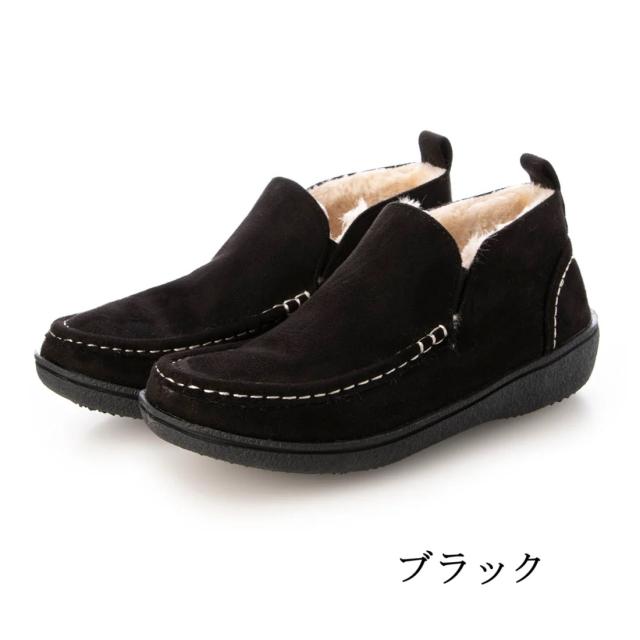 ブーツ　モカシン風ブーツ　ショートブーツ　ボア　あたたかい　ボアシューズ　カジュアル　軽い　軽量　レディースシューズ　履きやすい　脱ぎやすい　通勤　旅行　ブラック　グレー　オーク　小さいサイズ　大きいサイズ_1