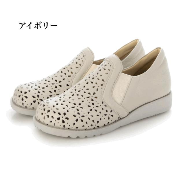 日本製　本革　牛革　レザーシューズ　パンチング　幅広　5e  外反母趾　コンフォートシューズ　涼しけ　カジュアル　レデイーズシューズ　ふかふか　　履きやすい　歩きやすい　おしゃれ_3