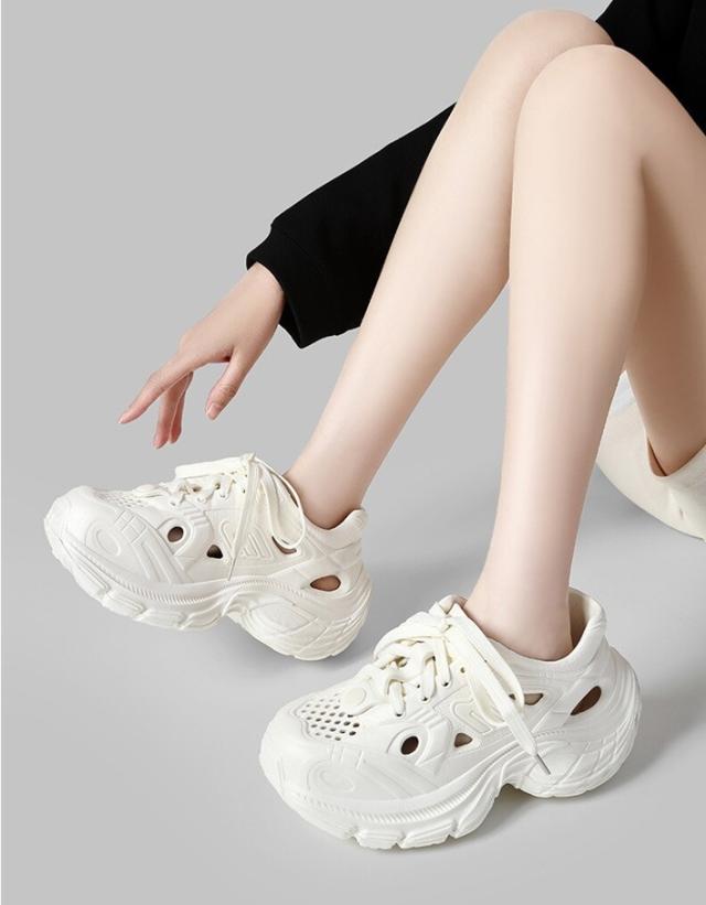 サンダル スニーカー レディース シューズ  靴 ストレッチシューズ ハイカットスニーカー 履きやすい靴   歩きやすい靴  デザインスニーカー風厚底クロッグサンダル　おしゃれ　韓国 サンダル スニーカー レディース シューズ 靴 ストレッチシューズ