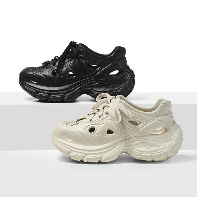 サンダル スニーカー レディース シューズ  靴 ストレッチシューズ ハイカットスニーカー 履きやすい靴   歩きやすい靴  デザインスニーカー風厚底クロッグサンダル　おしゃれ　韓国 サンダル スニーカー レディース シューズ 靴 ストレッチシューズ