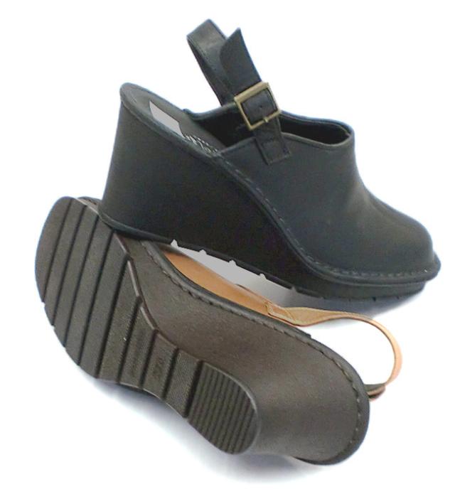 日本製 本革 サンダル レディース サボサンダル ウェッジヒール 7.5cm 厚底 幅広 3eストラップ レザー コンフォートサンダル レディースサンダル 黒 ブラウン