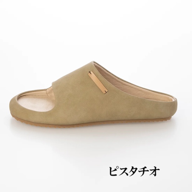 オープントゥフラットサンダル スリッパ ふわもちクッション サンダル