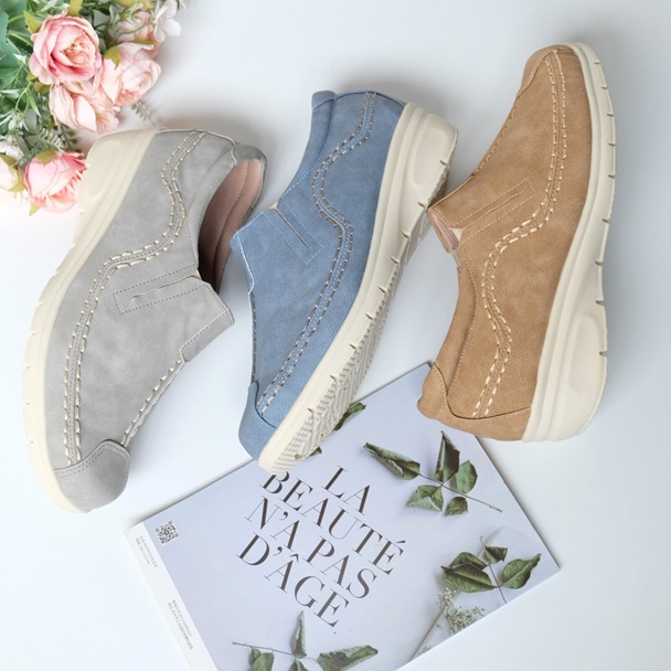 スリッポン 春色 幅広 3e 外反母趾 レディース ステッチ サイドゴア