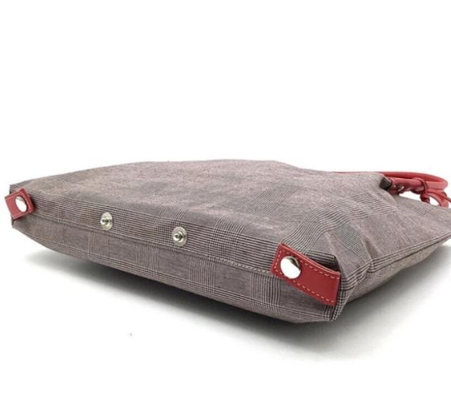 日本製 グレンチェック 綿生地 2wayトートバッグ ハート型チャーム