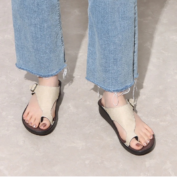 日本製 本革 サンダル レザーサンダル トングサンダル 幅広 4e