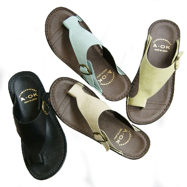 日本製 本革 サンダル レザーサンダル トングサンダル 幅広 4e