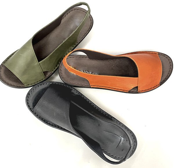 日本製 本革 サンダル オープントゥバックストラップサンダル 幅広 3e