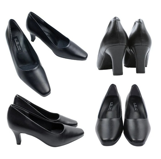 フォーマルパンプス 3e  外反母趾 黒 幅広 太めヒール 6.5cm ソフトスクエアトゥ ブラック コンフォート 冠婚葬祭 通勤 ビジネス リクルート