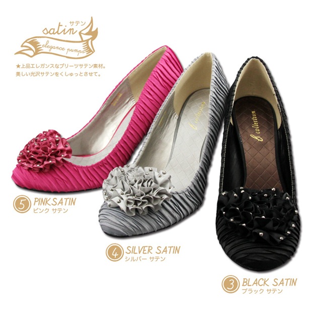 パンプス エレガンスパンプス 各色コサージュ&ビジュー付2WAY仕様