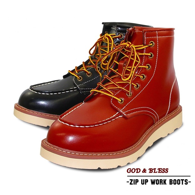 メンズ ブーツ ベーシックモカシンワークブーツ アメカジ サイド