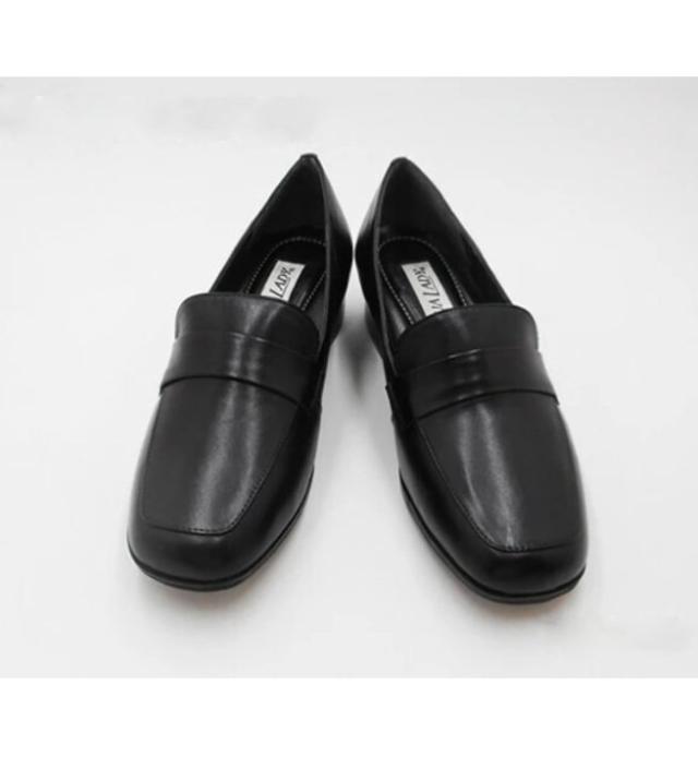 本革 革 ローファー パンプス 幅広 5e 外反母趾 太ヒール ローヒール