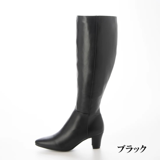 スクエアトゥロングブーツ ローヒール ニーハイ　定番　ロングブーツ　ふくらはぎがやや太め　ストレスフリー 　歩きやすい　おしゃれ　ブラック　グレー　大きいサイズ　小さいサイズ 安定感　_2
