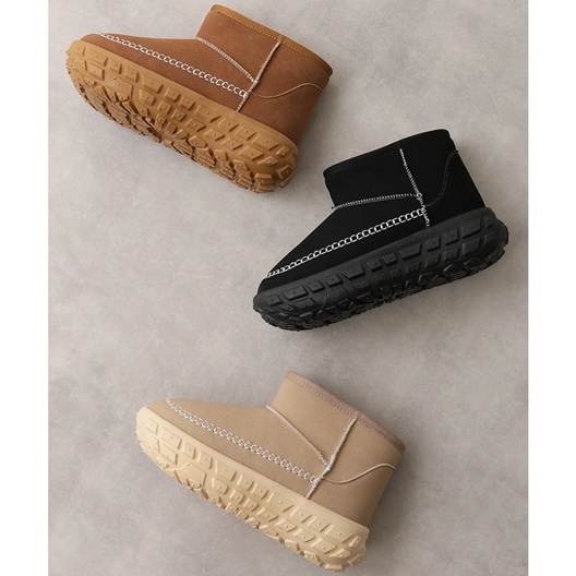 ブーツ ショートブーツ ムートンブーツ 厚底 凹凸ソール ボリューム