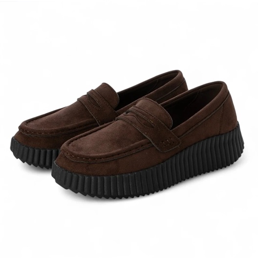 ローファー 厚底 スエード 厚底ローファースエードシューズ マニッシュ