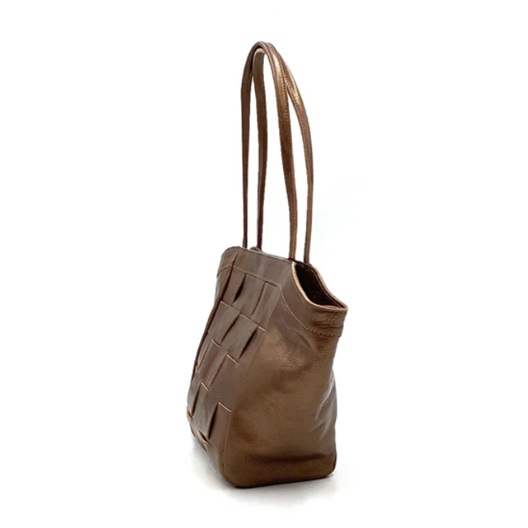 日本製 本革 レザーバッグ ハンドメイド 箔牛革編み込みハンドバッグ