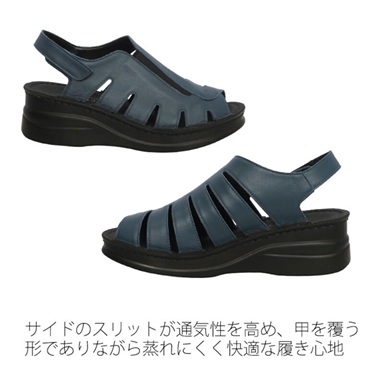 日本製　本革　サンダル　エアスリットレザーサンダル　幅広　３E　外反母趾　厚底　美脚　脚長効果　履きやすい　歩きやすい　痛くない　通気性　蒸れにくい　スリット　上品　おしゃれ_3