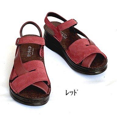 日本製　本革　サンダル　フラット　アンクルストラップサンダル　ベロア　スムースレザー　コンビデザイン　幅広　３E　　外反母趾　おしゃれ　高級感　安定感　厚底　美脚　脚長効果　スタイルアップ　履きやすい　歩きやすい_2