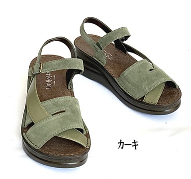 日本製　本革　サンダル　フラット　アンクルストラップサンダル　ベロア　スムースレザー　コンビデザイン　幅広　３E　　外反母趾　おしゃれ　高級感　安定感　厚底　美脚　脚長効果　スタイルアップ　履きやすい　歩きやすい_3
