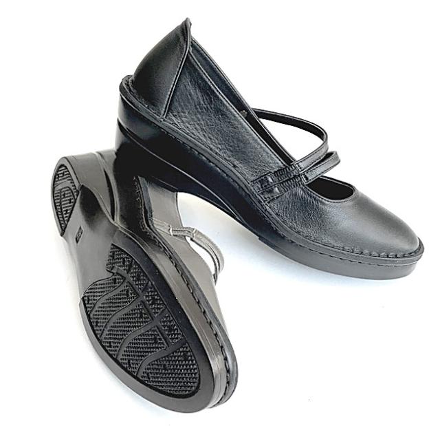 日本製 本革 甲ストラップコンフォートパンプス 歩きやすい 履きやすい