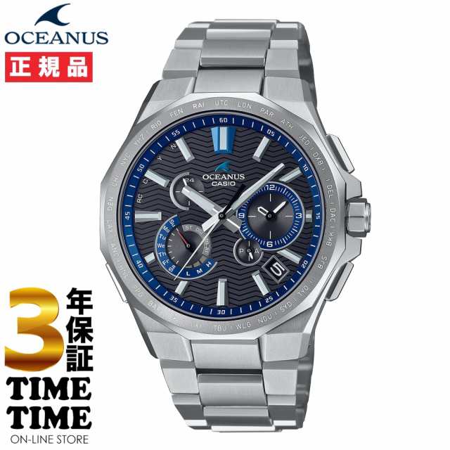 CASIO カシオ OCEANUS オシアナス CLASSIC LINE ソーラー電波 クロノグラフ ブラック ブルー シルバー OCW-T6000-1AJF 【安心の3年保証】