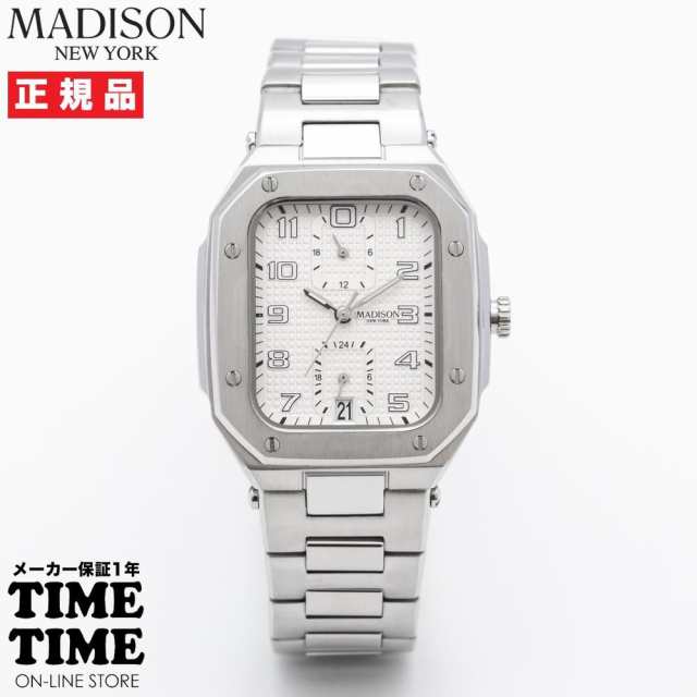 MADISON NEW YORK マディソンニューヨーク フィフス・アベニュー デュアルタイム メンズ ホワイト MA011012-2 【安心のメーカー1年保証】の通販は 33,000円