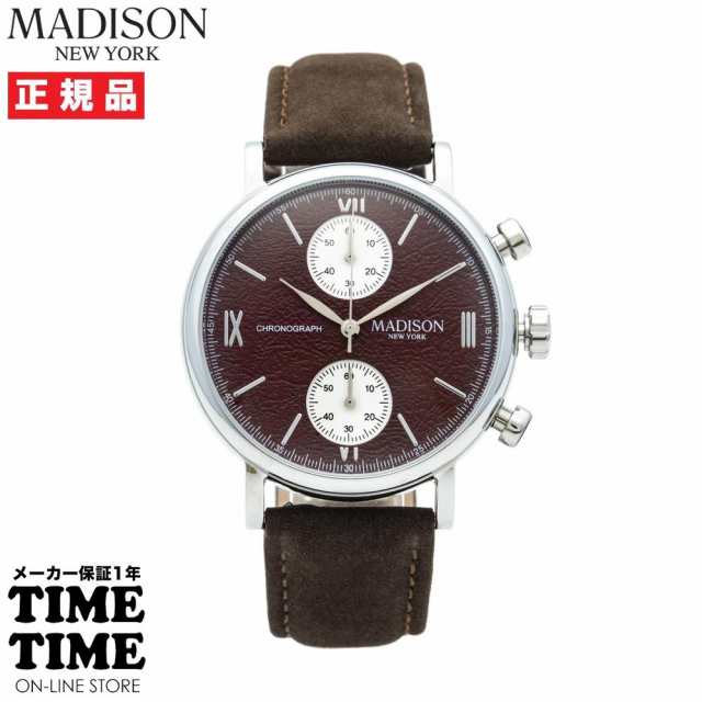 MADISON NEW YORK マディソンニューヨーク セブンス・アベニュー メンズ クロノグラフ シルバー ワインレッド MA011013-3 【安心のメーカ