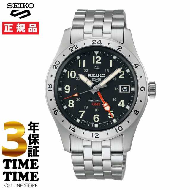 ＜デニムポーチ付き＞Seiko 5 Sports セイコー5 スポーツ Field Sports Style GMT メカニカル ブラック シルバー SBSC011 【安心の3年保