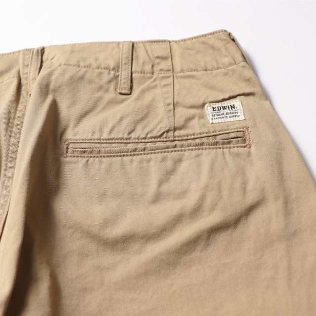 EDWIN KHAKIS WIDE STRAIGHT メンズ エドウィン カーキ タック ワイド