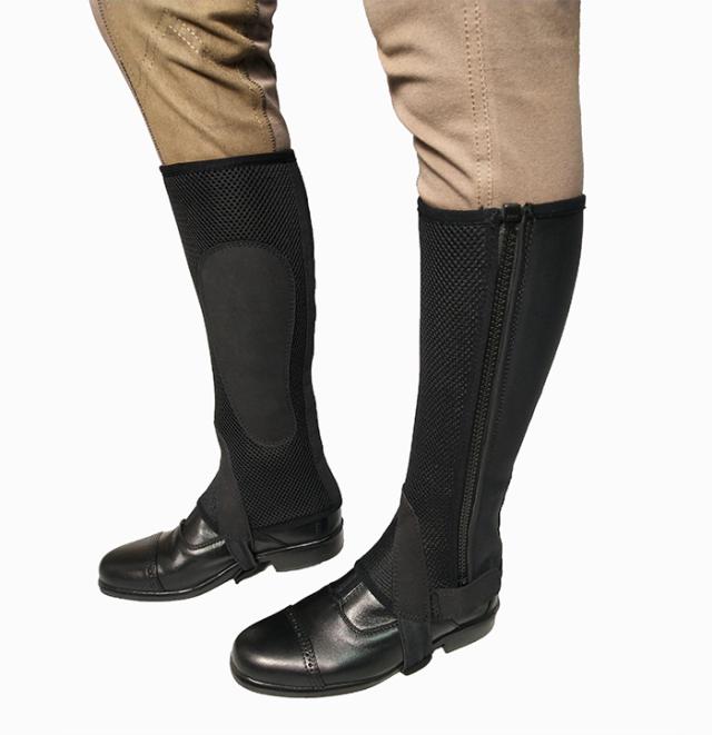 乗馬用 ハーフチャップス 合皮 人工皮革 乗馬用品 馬具 乗馬チャップス ゲートル プロテクター ガード 男女兼用 レディース メンズ ジュニア子供 脚絆