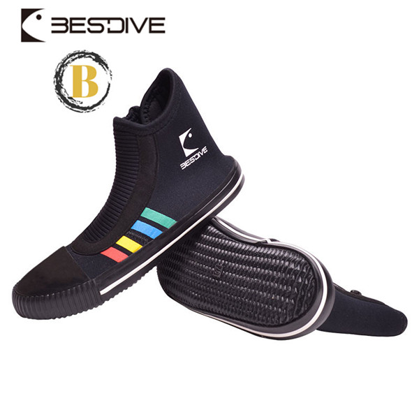 ウェットスーツ 男女兼用 ダイビング ブーツ 5mm ハイカット ジッパー ブーツ マリンシューズ Diving Wetsuits